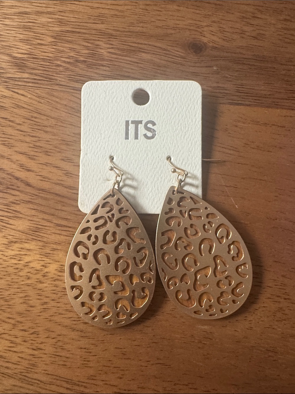 ITS Gold-Tone Leopard Cutout Teardrop Earrings